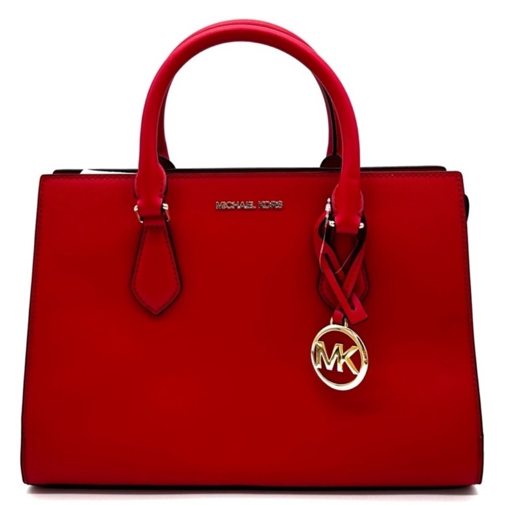 Michael Kors Sheila Medium Center Zip Satchel Bag Bright Red - Picture 3 of 13